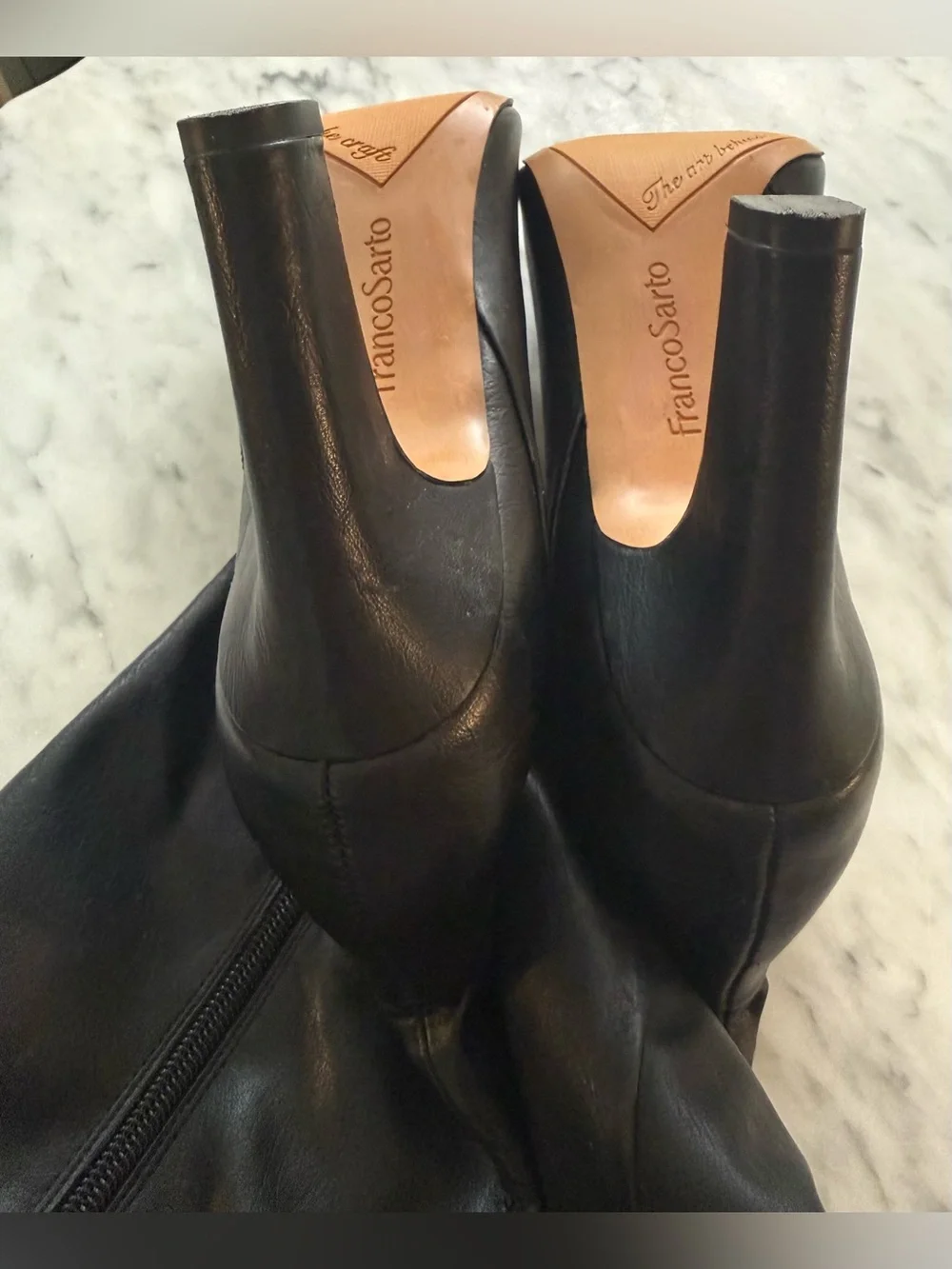 Franco Sarto Black Zip Knee-High Heel Boots size 9